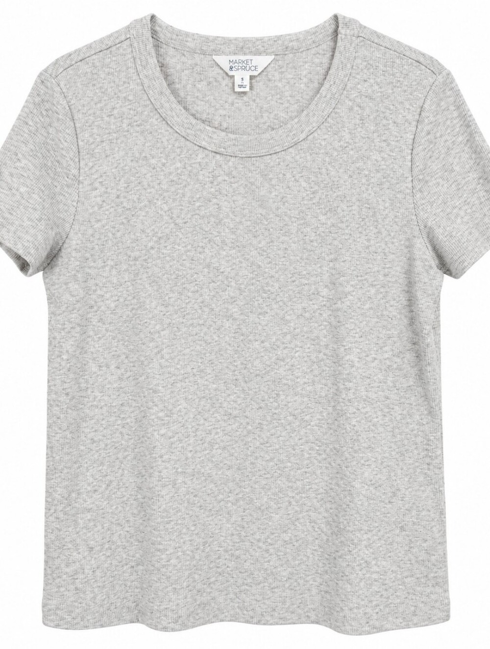 Market & Spruce Light Gray Ribbed Crewneck Tee Size XL
